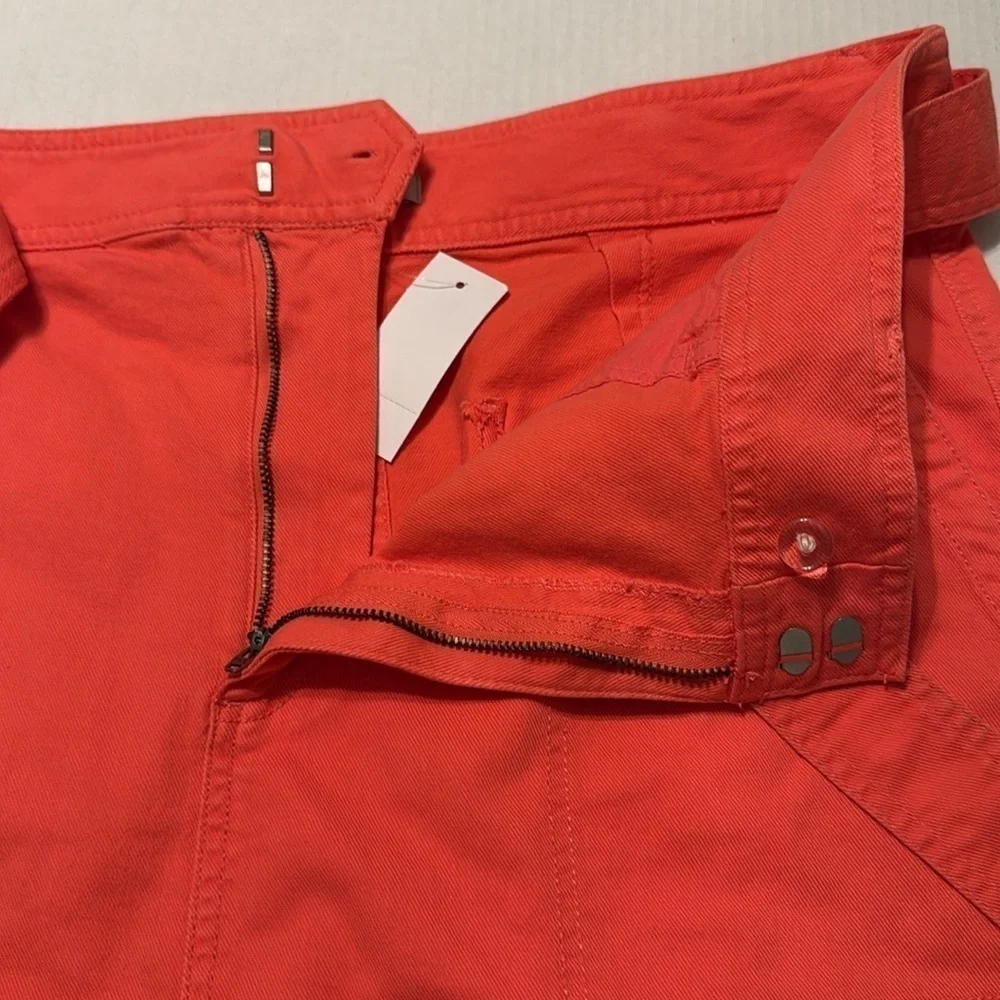 NWT LOFT Utility Pocket Skirt in 'Hothouse' Orange/Pink Size 14